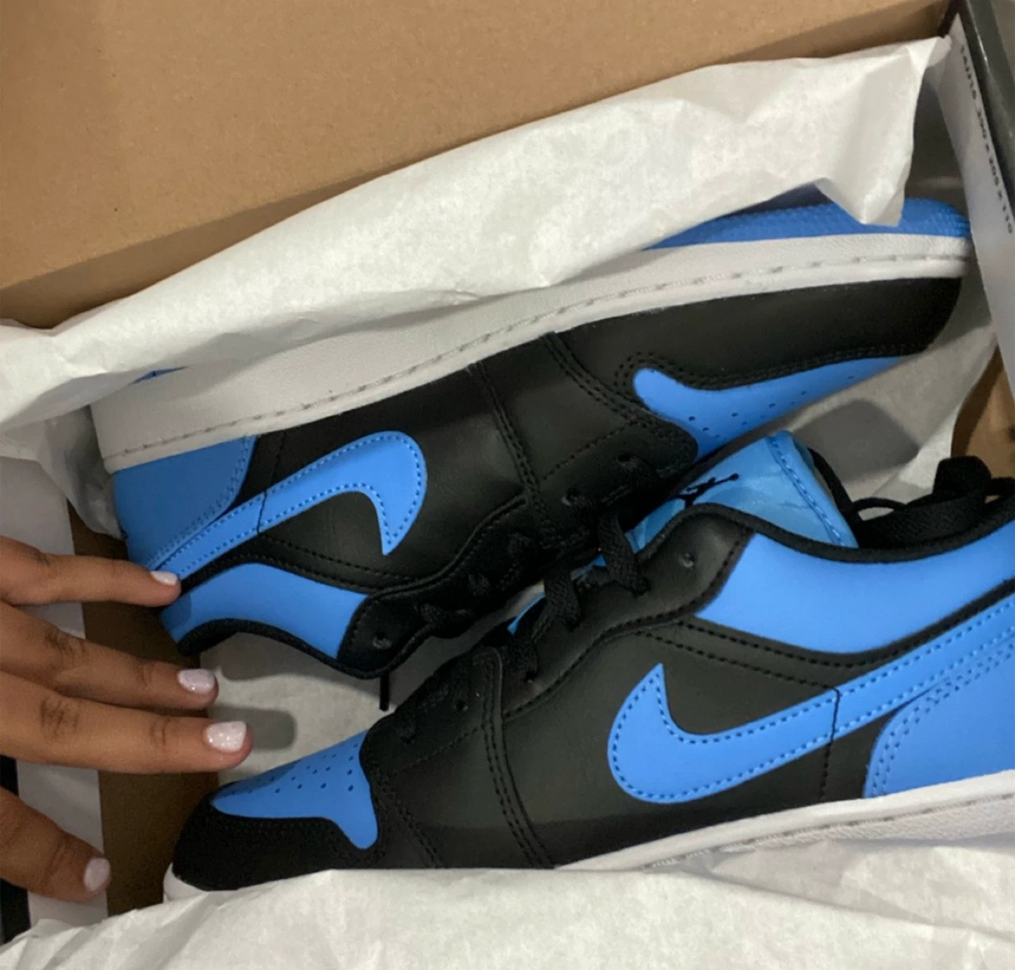 Nike Air Jordan 1 Low Black/University Blue (Size 7) - photo 2