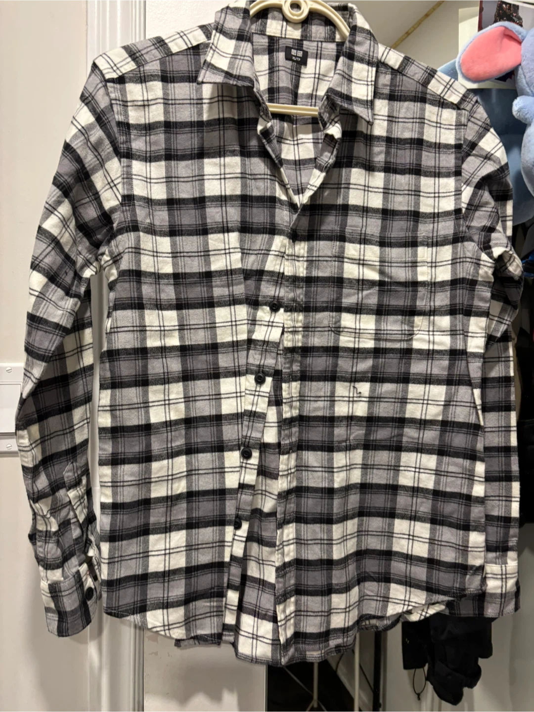 Uniqlo Flannel Shirt - Black & White Plaid, Size M - photo 2