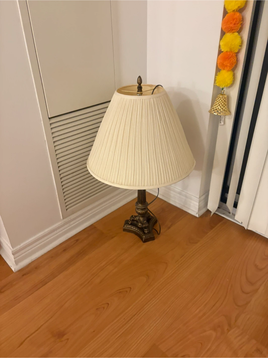 Two Table Lamp with Cream Shade