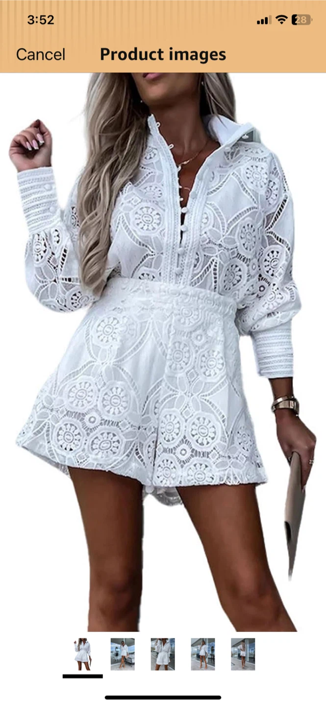 UlCoco White Lace Two-Piece Set - Size M - photo 5