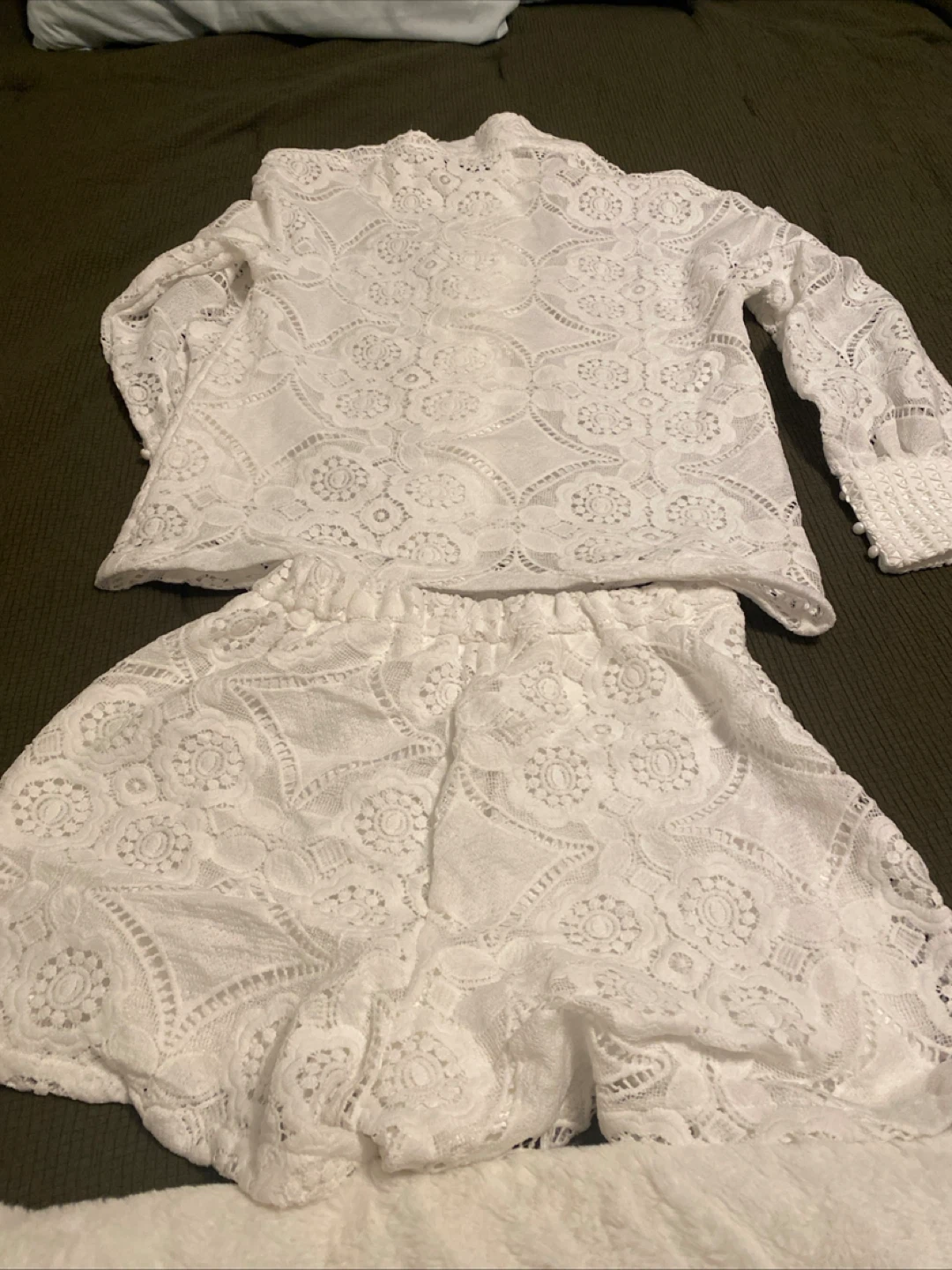 UlCoco White Lace Two-Piece Set - Size M - photo 3