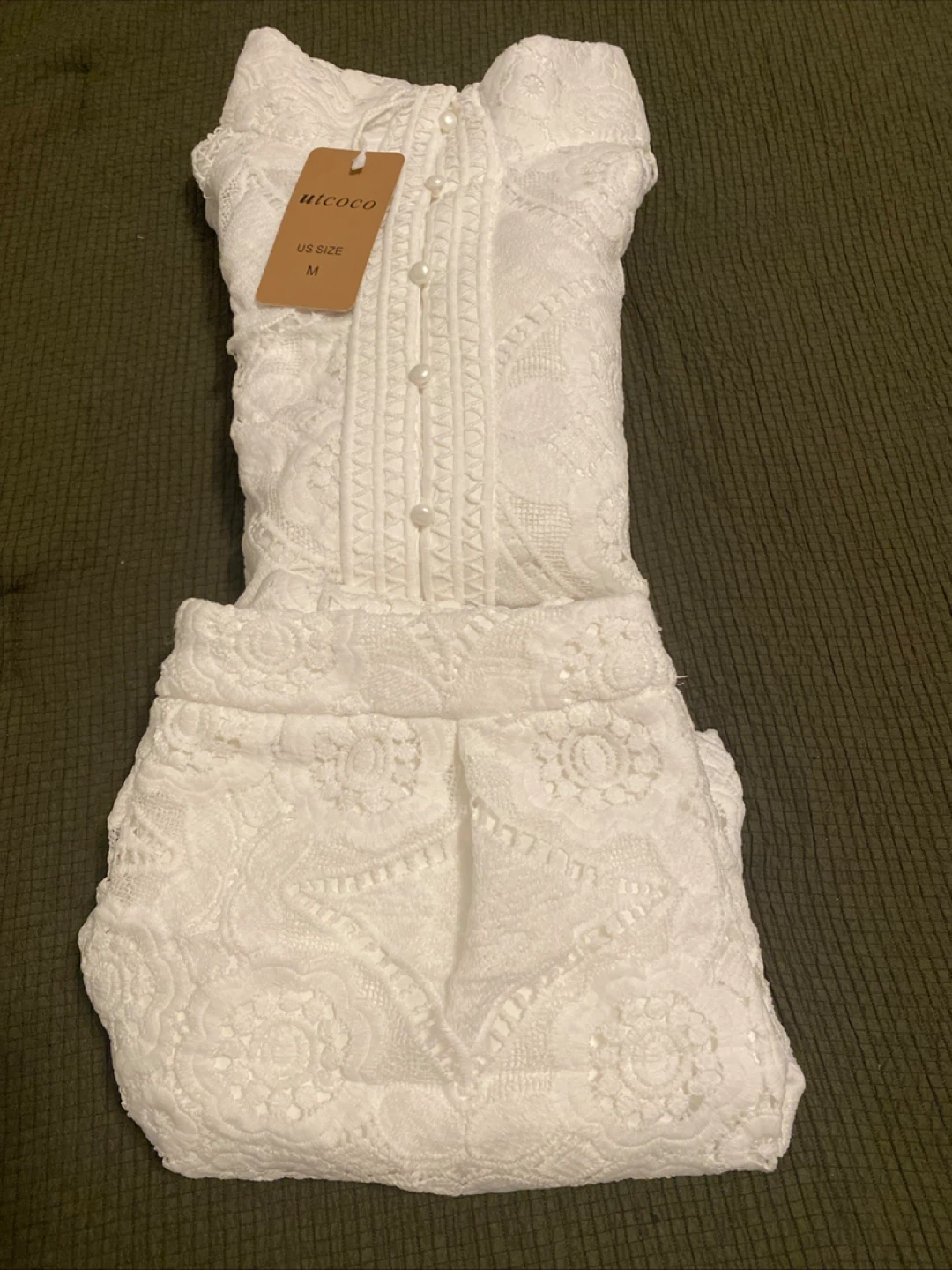 UlCoco White Lace Two-Piece Set - Size M - photo 4