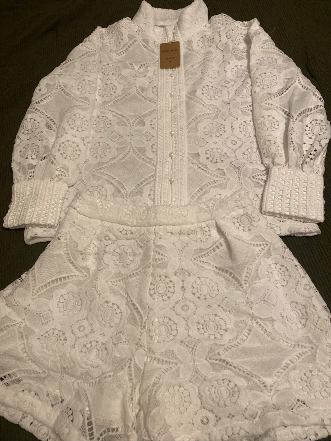UlCoco White Lace Two-Piece Set - Size M - photo 2