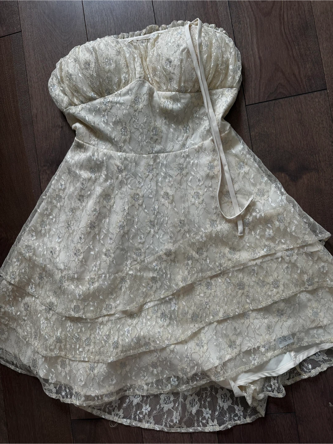 New Fashion Nova Ivory Lace Mini Dress - Size M - photo 2