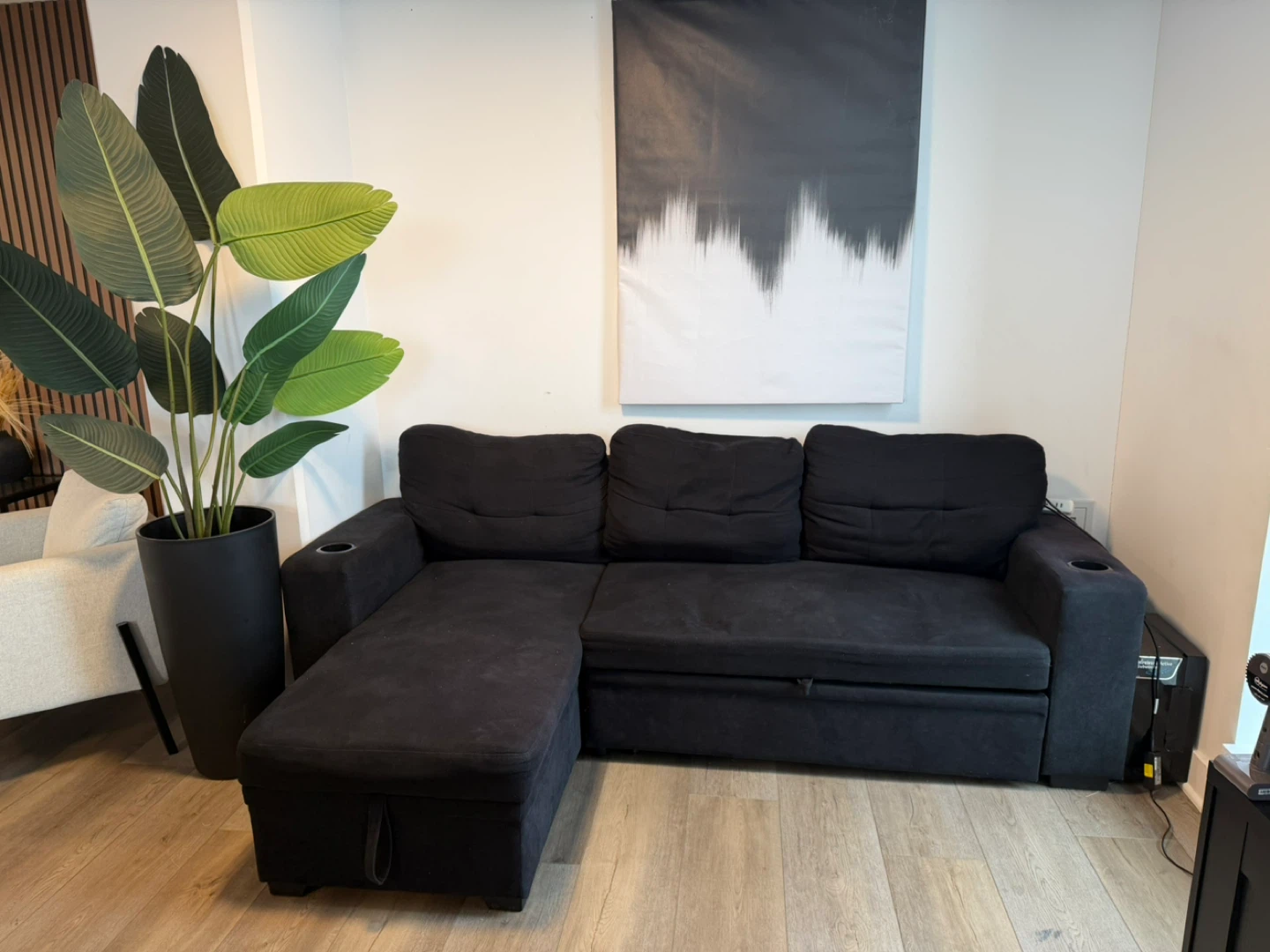 Black Sleeper Sectional Sofa with sleep