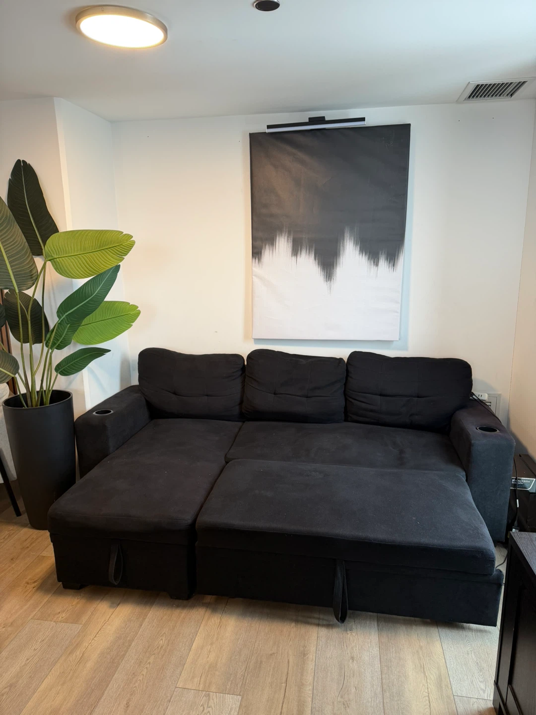 Black Sleeper Sectional Sofa with sleep - photo 2
