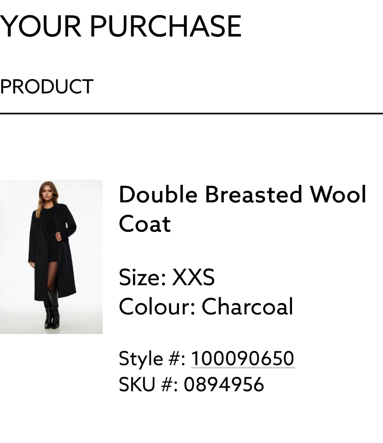 Dynamite Double Breasted Wool Coat - XXS - photo 4