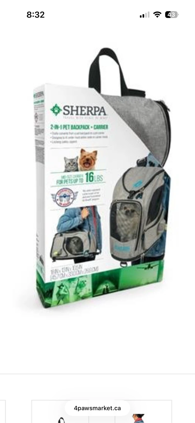 Sherpa 2-in-1 Pet Backpack Carrier - Grey - photo 2