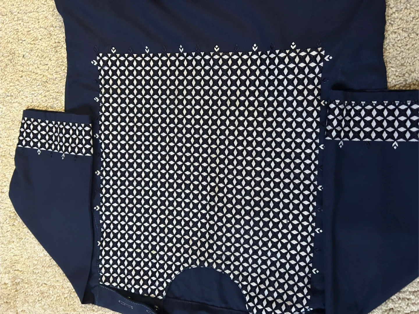 Navy Blue Embroidered Thobe - photo 3