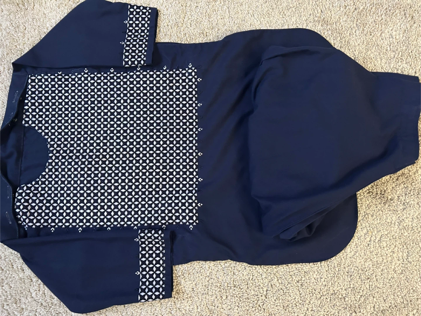 Navy Blue Embroidered Thobe - photo 2