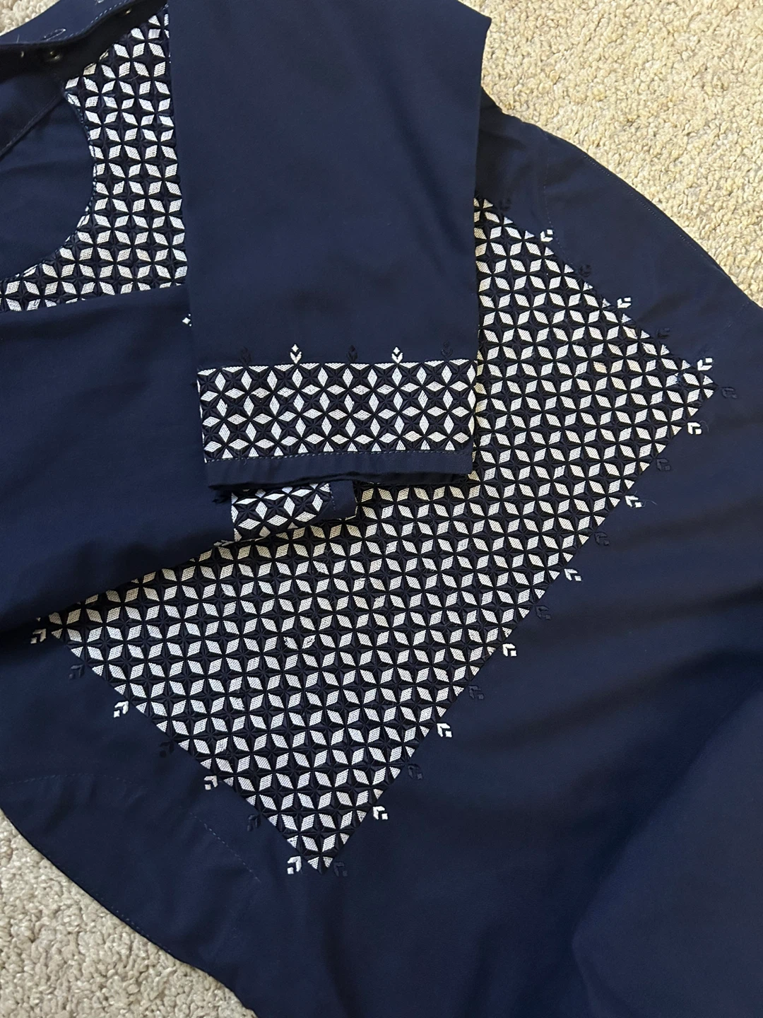 Navy Blue Embroidered Thobe - photo 4