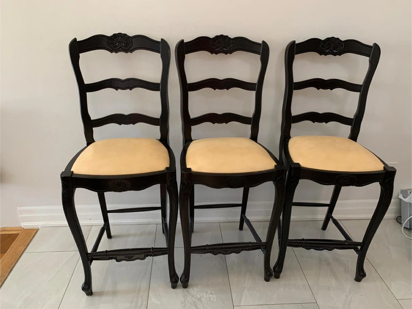 Set of 3 Black Bar Stools