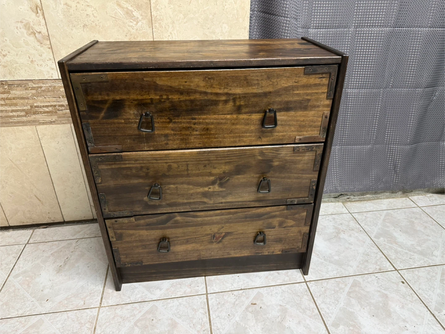 Real Natural Wood 3-Drawer Chest / Dresser