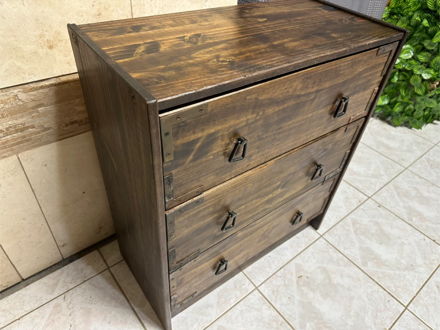 Real Natural Wood 3-Drawer Chest / Dresser - photo 3