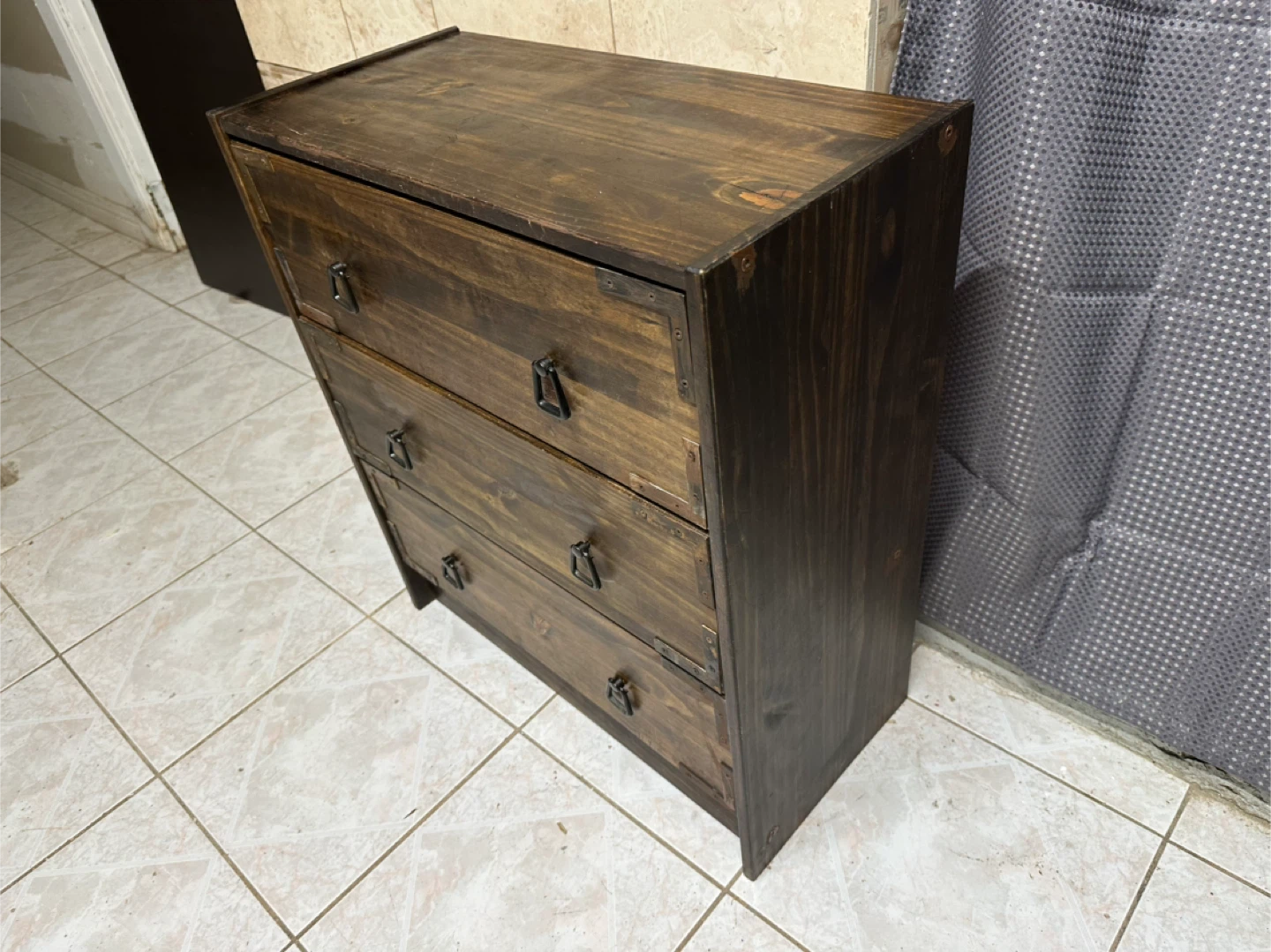 Real Natural Wood 3-Drawer Chest / Dresser - photo 2