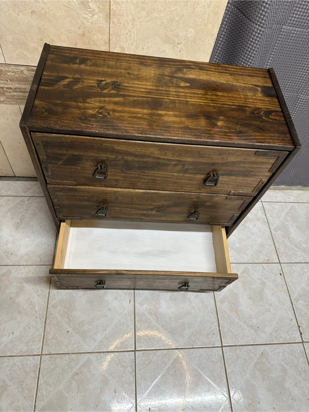 Real Natural Wood 3-Drawer Chest / Dresser - photo 4