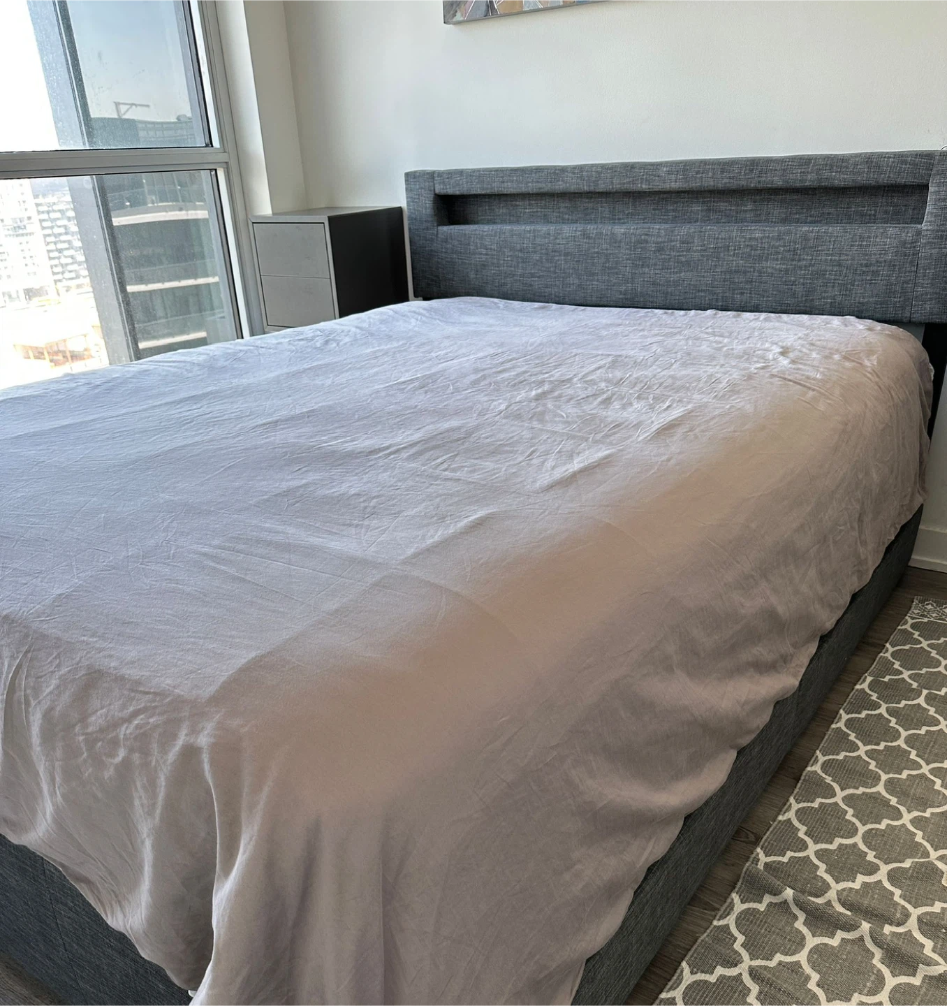 Upholstered Bed Frame - Grey - photo 2