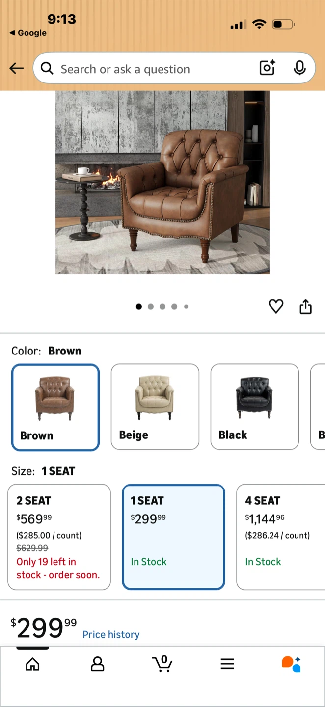 Brown Tufted Armchair - Like New! - photo 5
