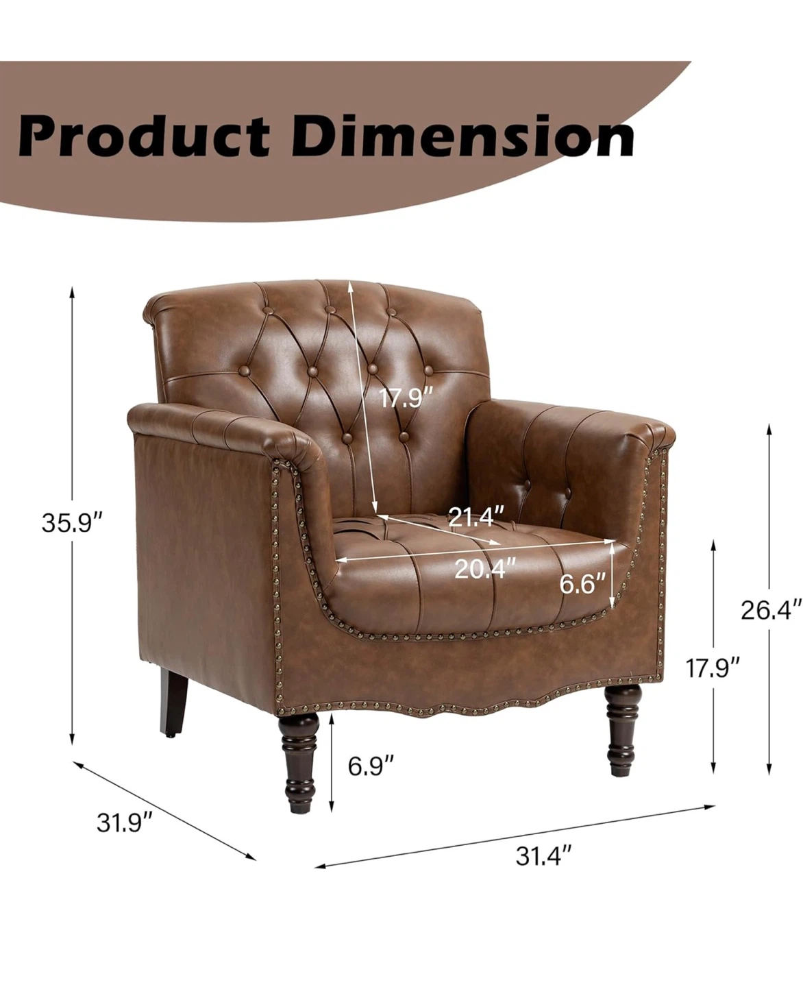Brown Tufted Armchair - Like New! - photo 2