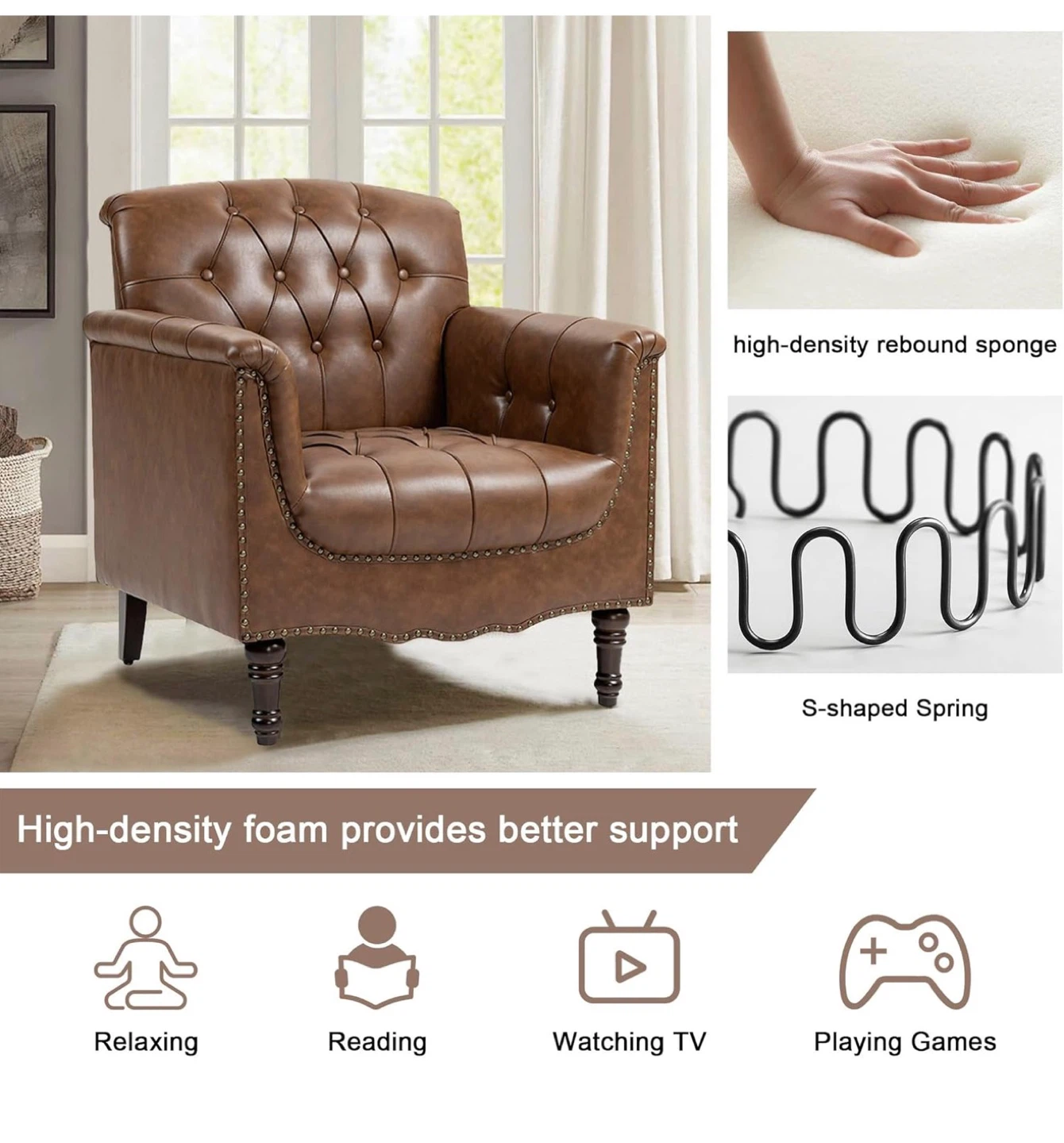 Brown Tufted Armchair - Like New! - photo 4