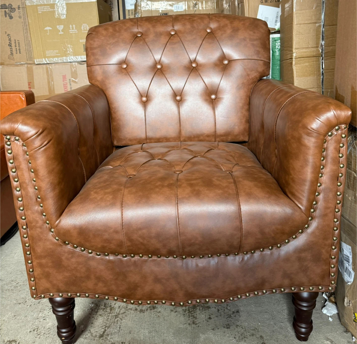 Brown Tufted Armchair - Like New!