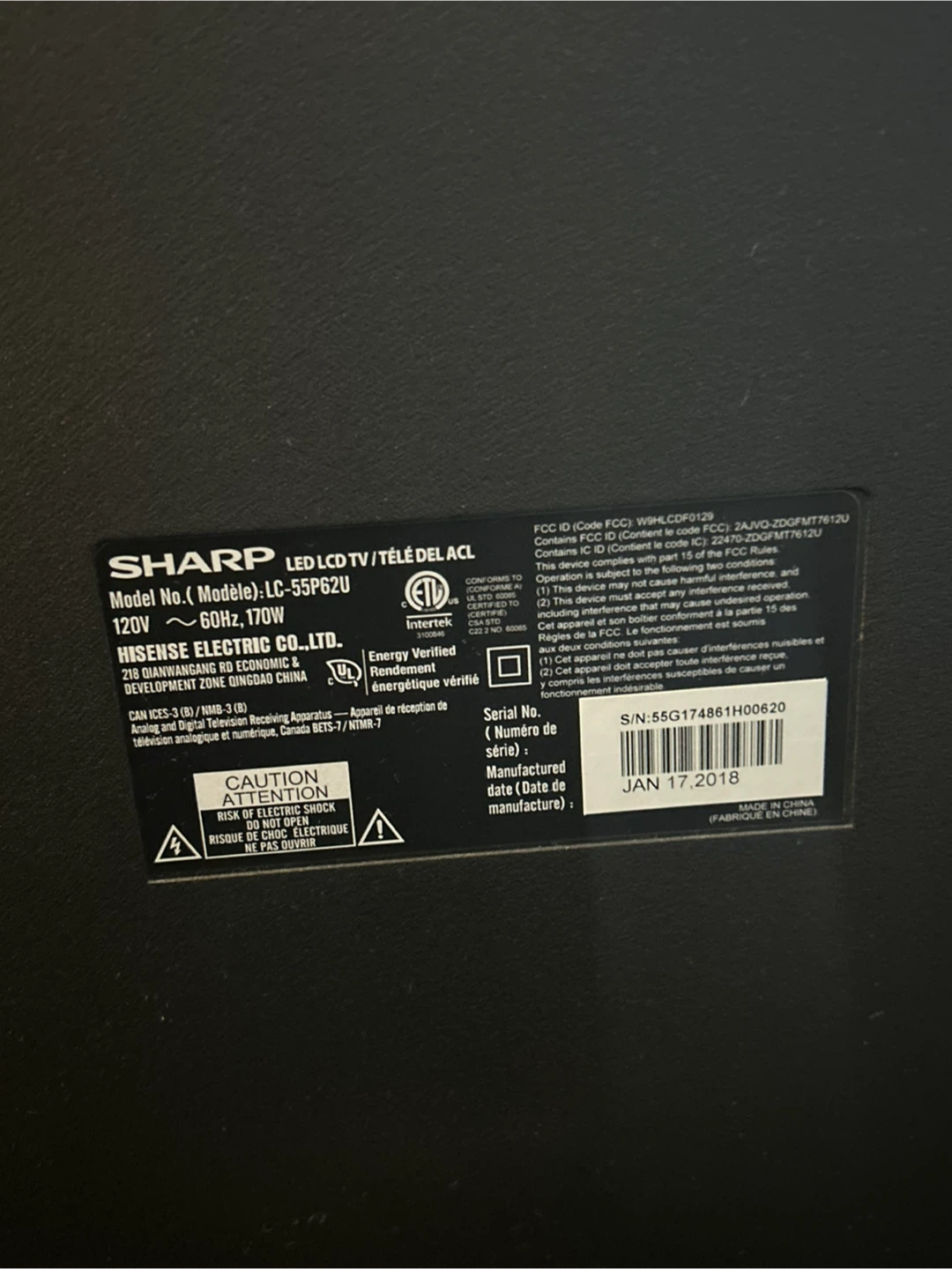Sharp 55" LED LCD TV - LC-55P62U - photo 3