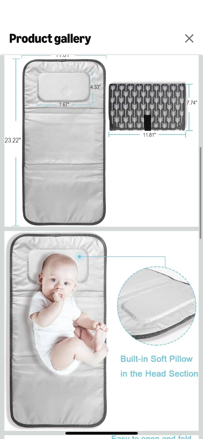 NEW-Lekebaby Portable Changing Pad - Grey