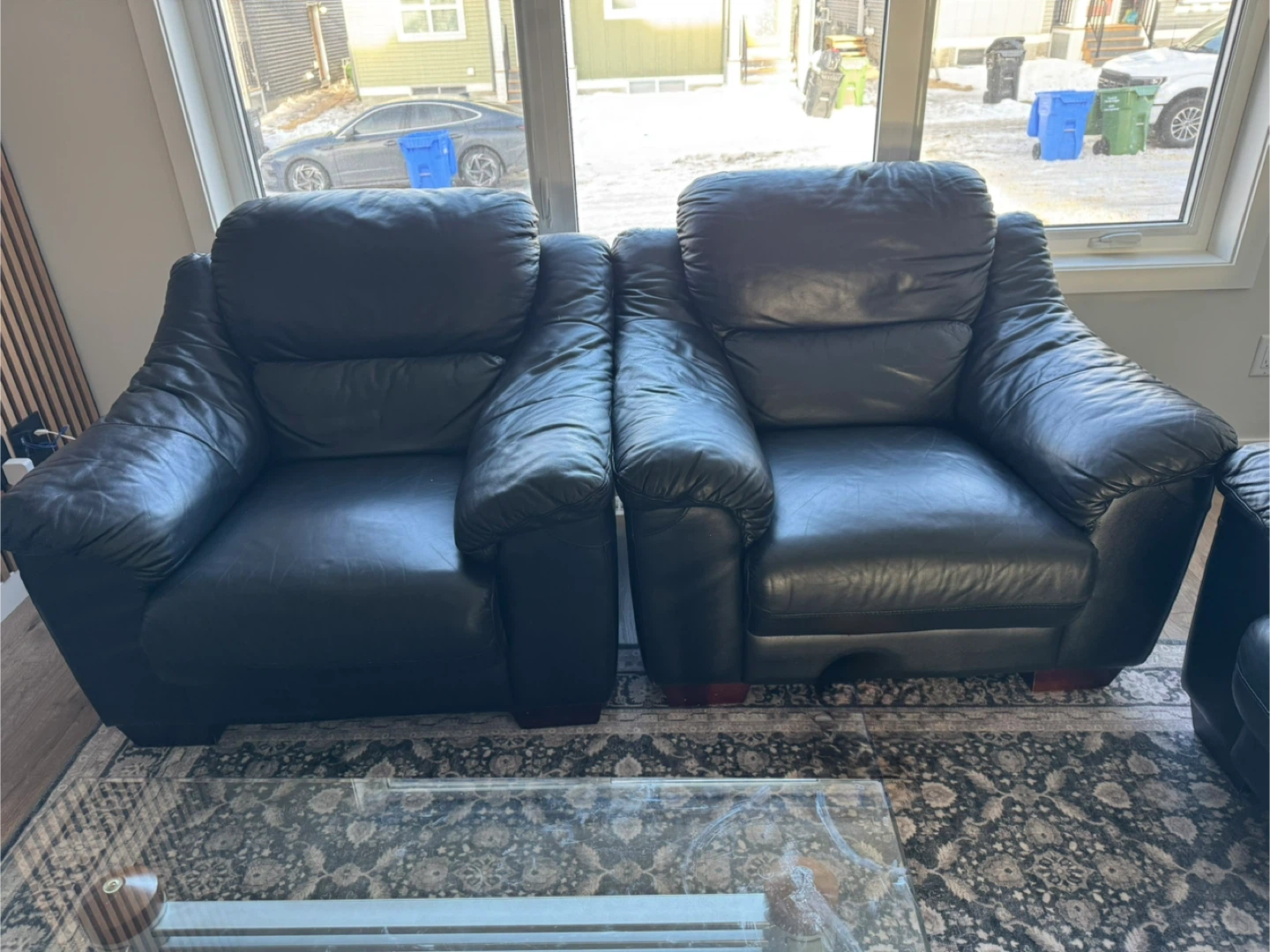 Black Leather Sofa Set - photo 3