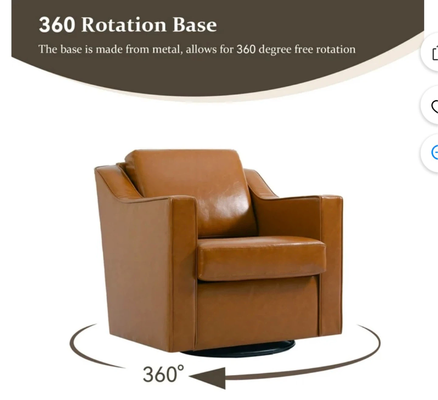 Brown Leather Swivel Accent Chair - photo 2