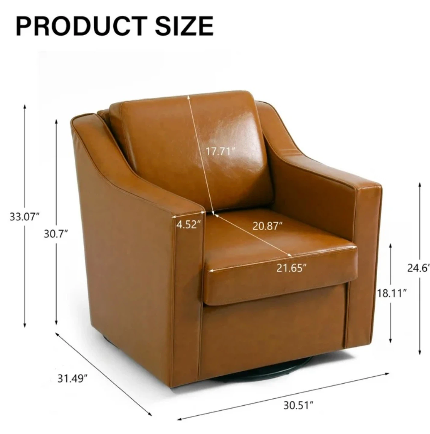 Brown Leather Swivel Accent Chair - photo 5