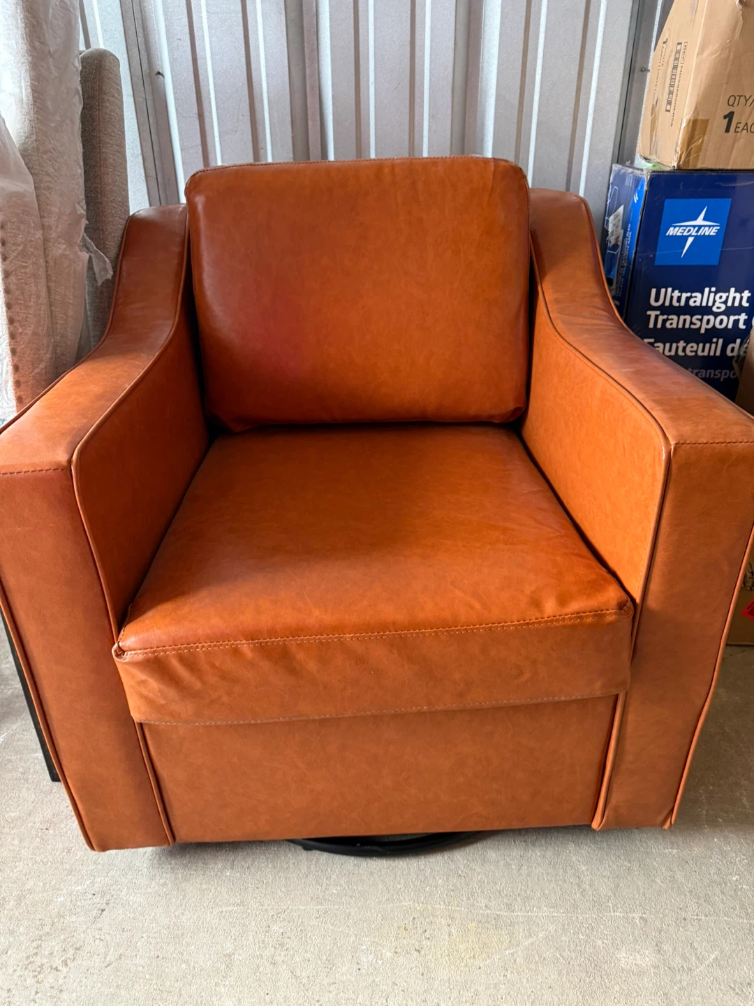 Brown Leather Swivel Accent Chair