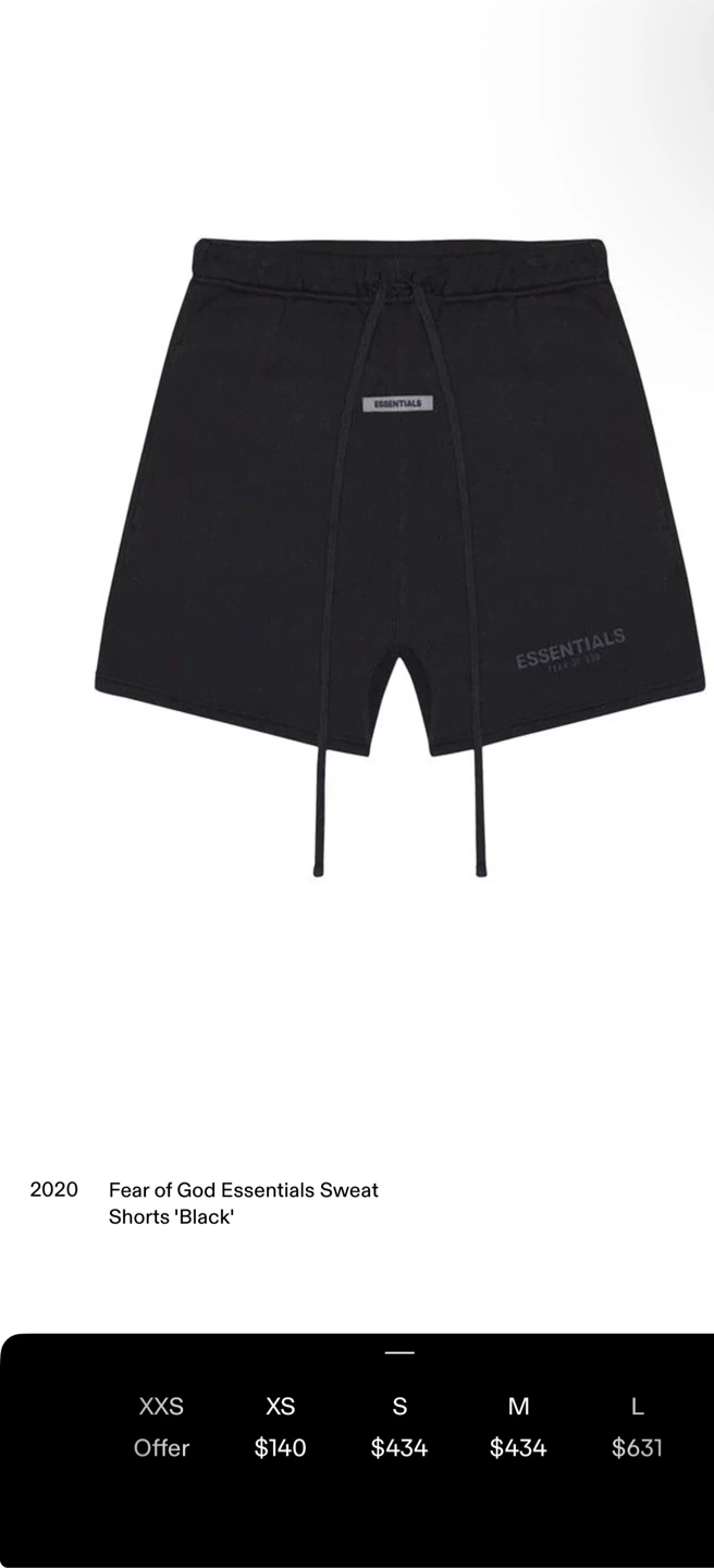 Essentials Fear of God Sweat Shorts - Size S