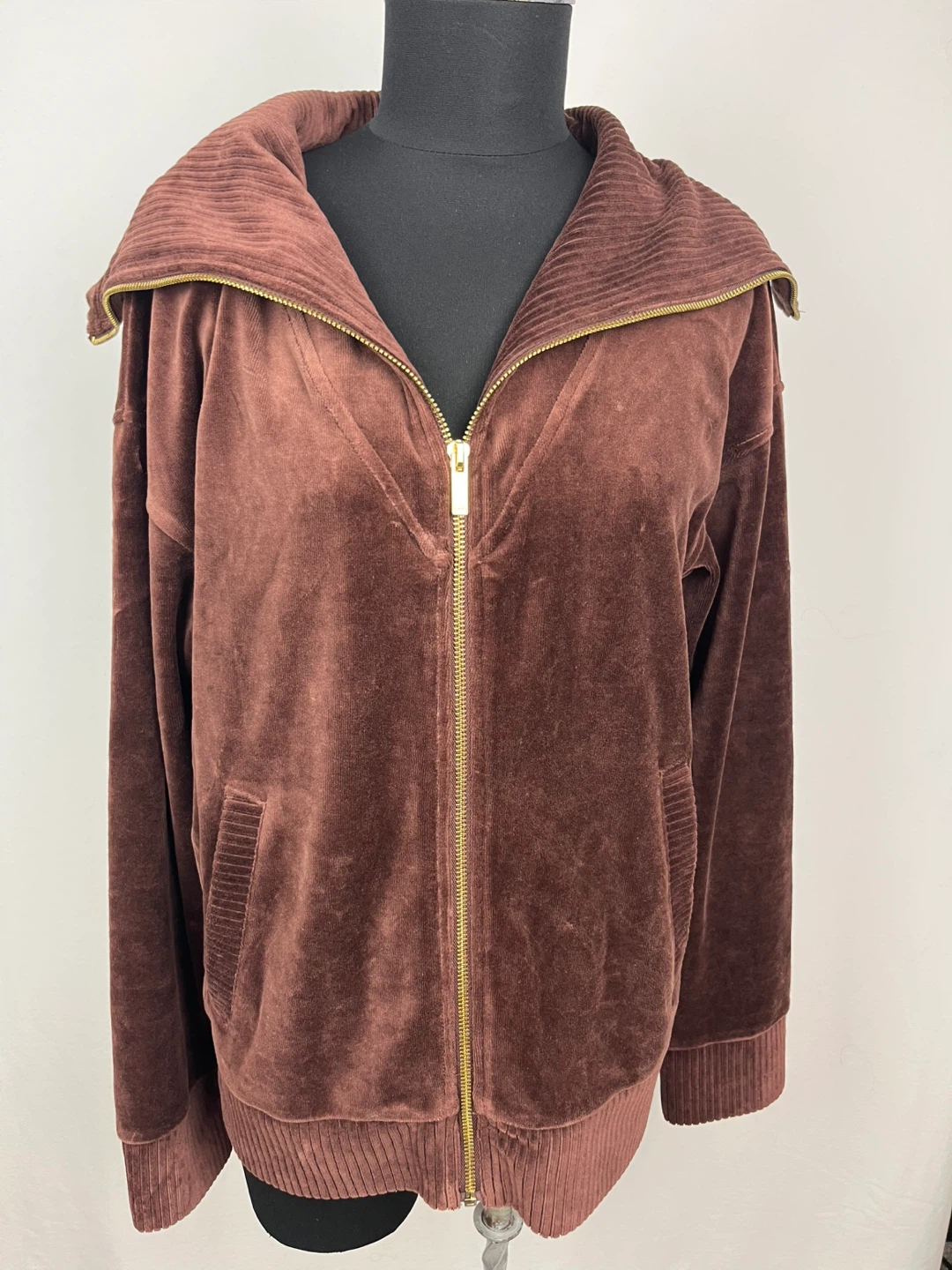Jones New York Sport Brown Velour Jacket - Size S