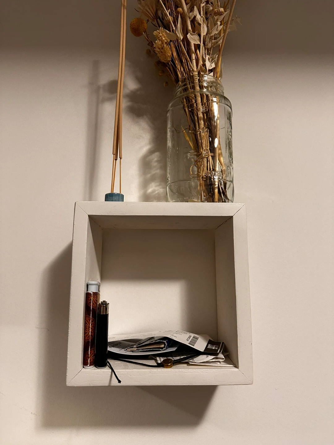 White Wooden Cube Floating Shelves (Set of 3) - photo 3