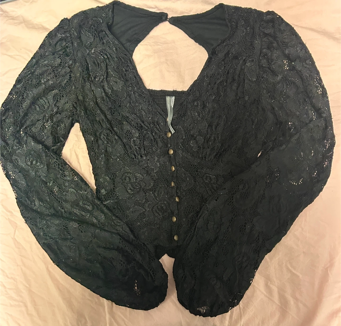 Anthropologie Black Lace Long Sleeve Top 🧡