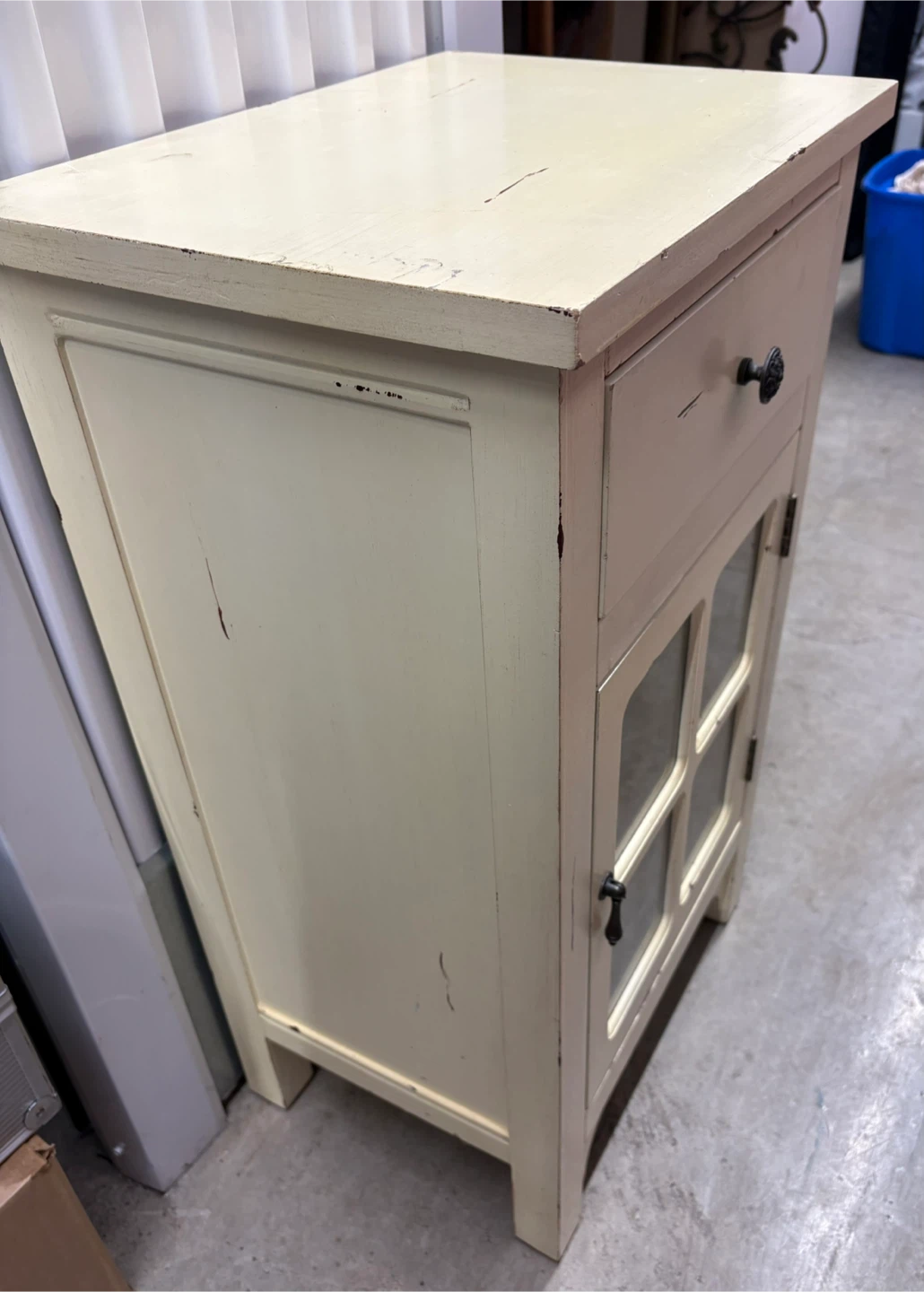 Cream Nightstand with Glass Door - photo 2