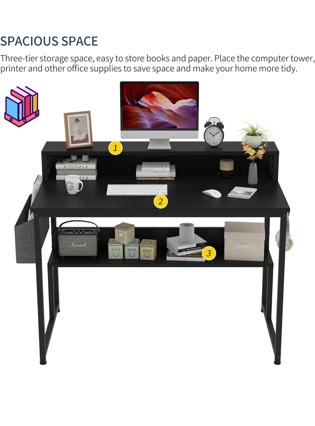 Black computer desk - photo 4