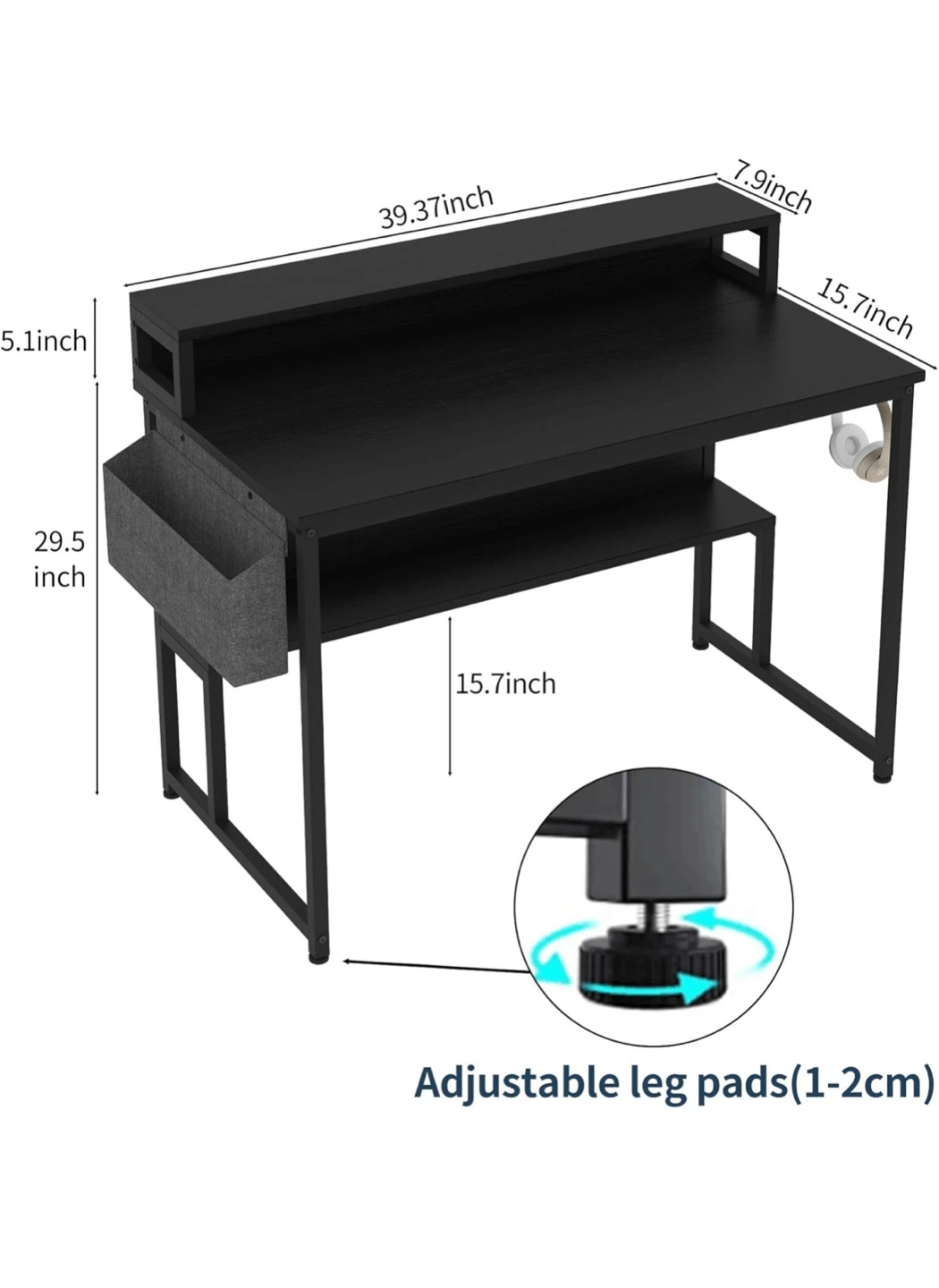 Black computer desk