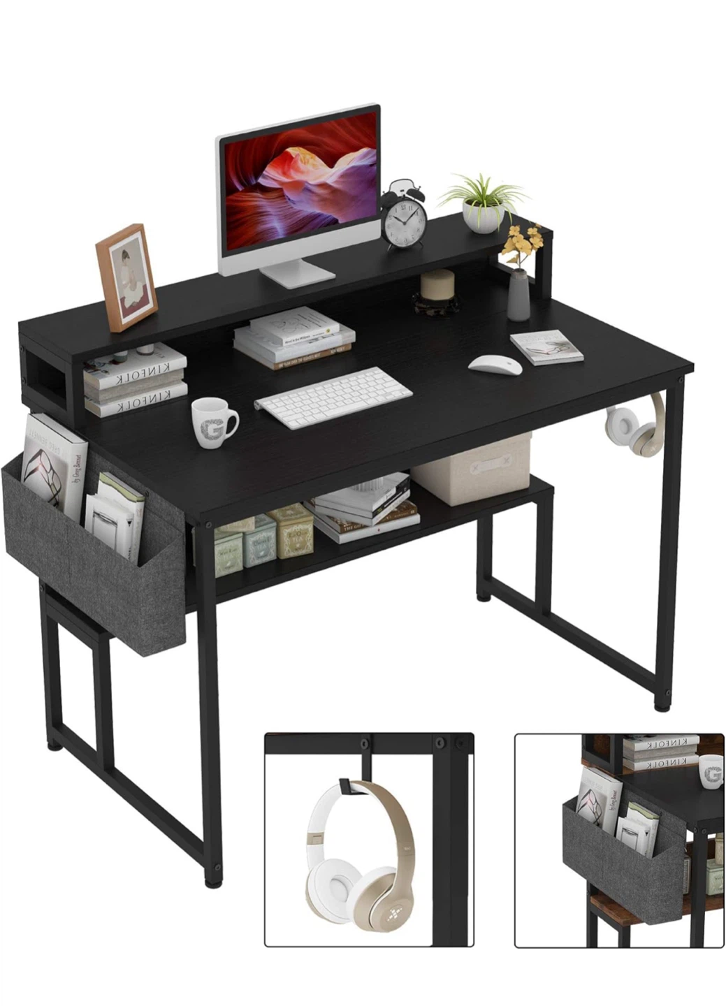 Black computer desk - photo 2