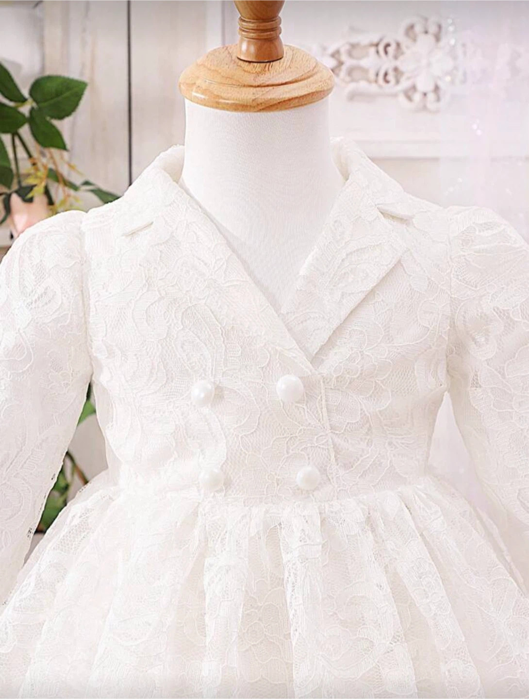 Baby Girl Double Button Lace Overlay Dress - photo 3