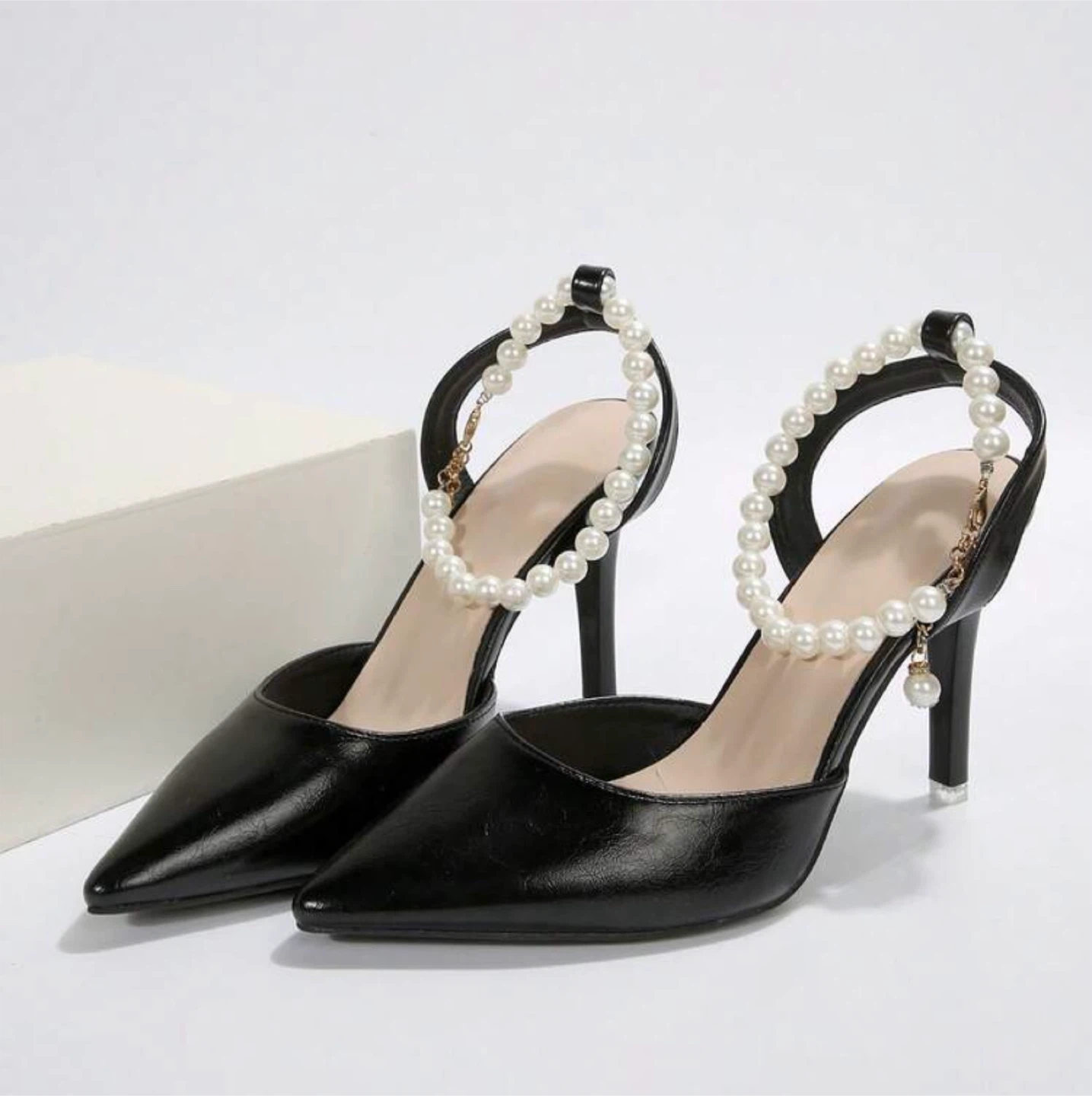 Black Heels with Pearl Ankle Strap - photo 3