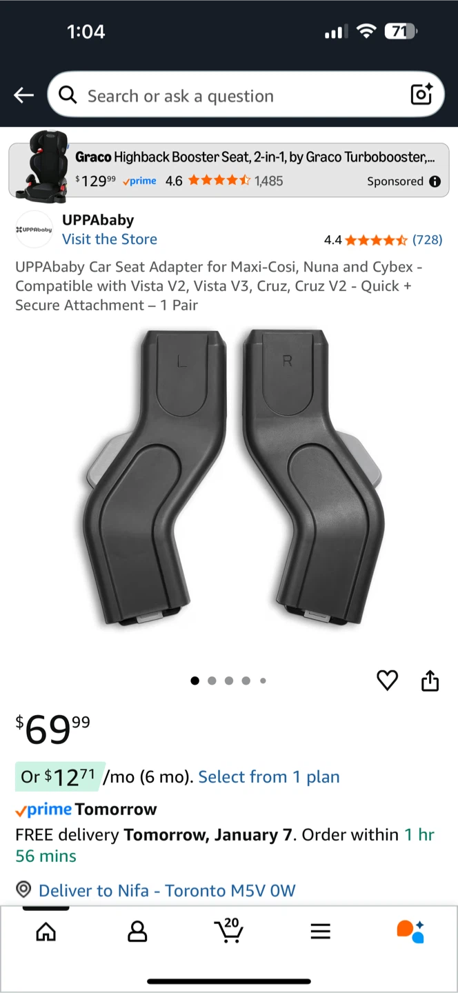 UPPAbaby Car Seat Adapter for Maxi-Cosi, Nuna and Cybex
