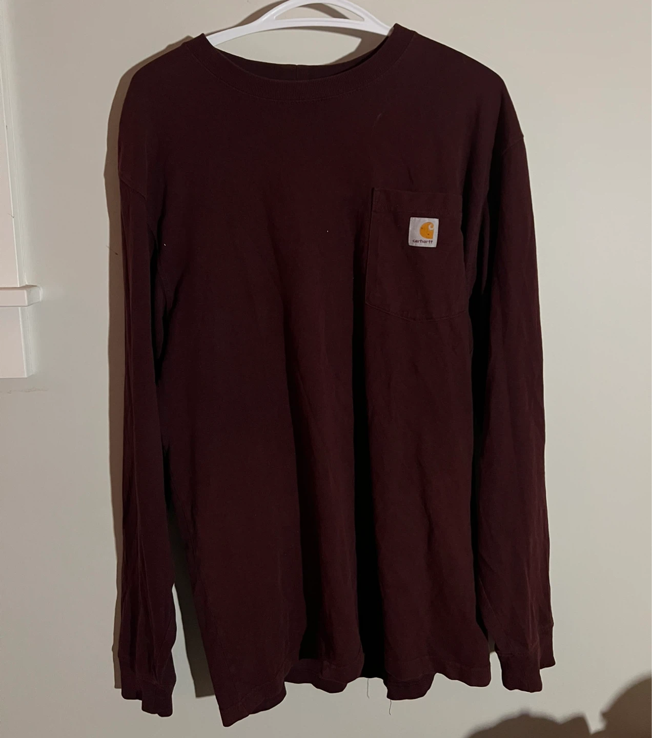 Vintage Burgandy Carhartt Original Fit Long Sleeve Shirt - M