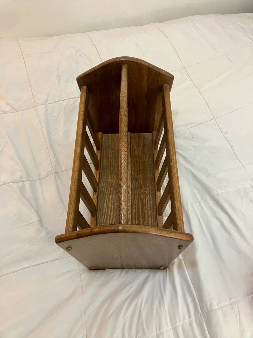 Vintage Oak Wood Magazine Rack - 19” x 11” x 15” - photo 5