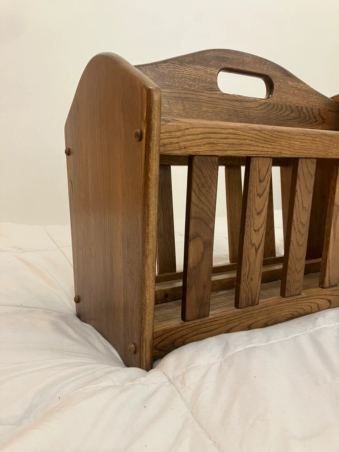 Vintage Oak Wood Magazine Rack - 19” x 11” x 15” - photo 4