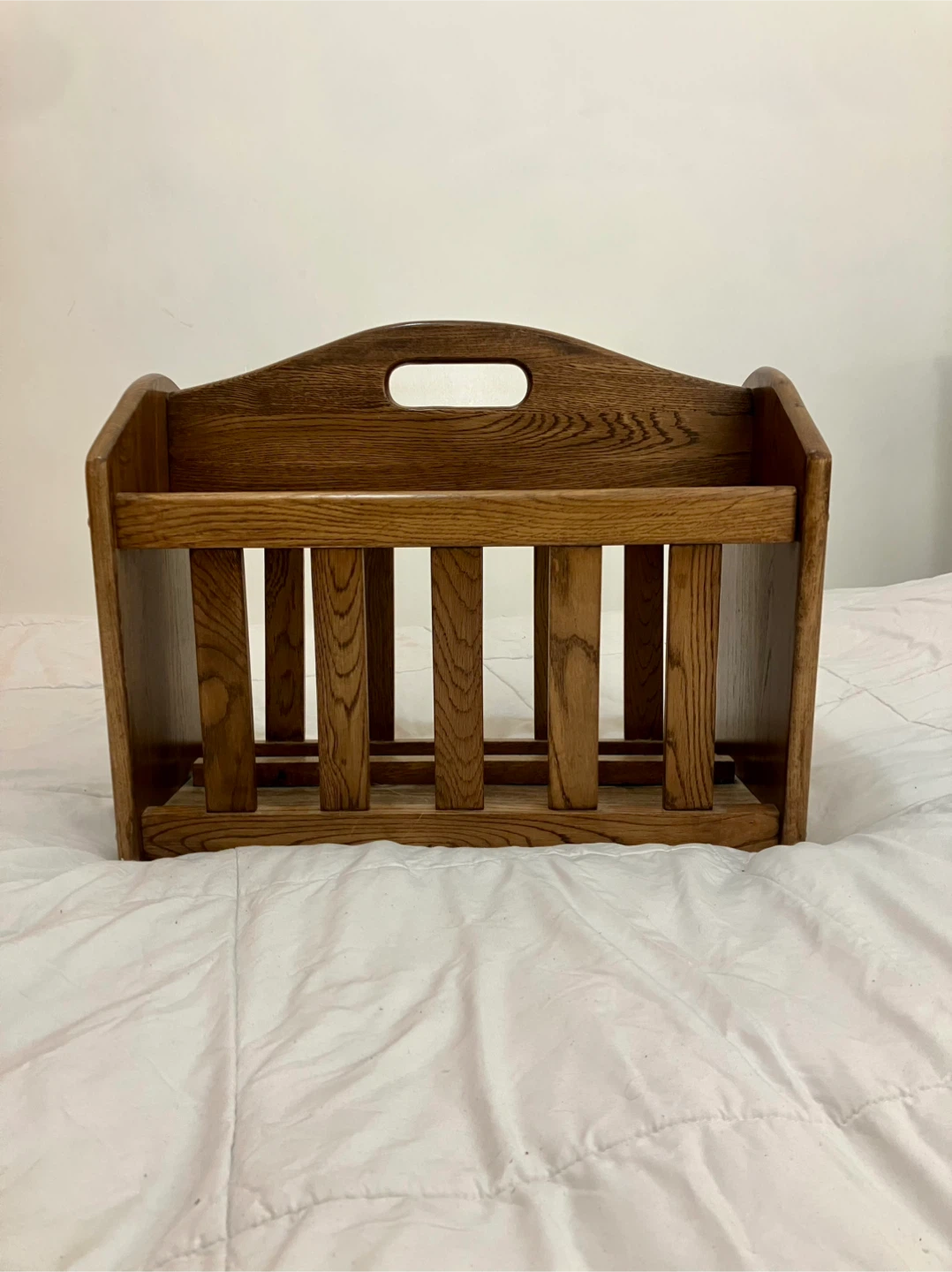 Vintage Oak Wood Magazine Rack - 19” x 11” x 15” - photo 2