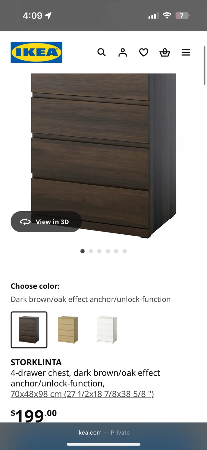 IKEA STORKLINTA 4-Drawer Chest - Dark Brown