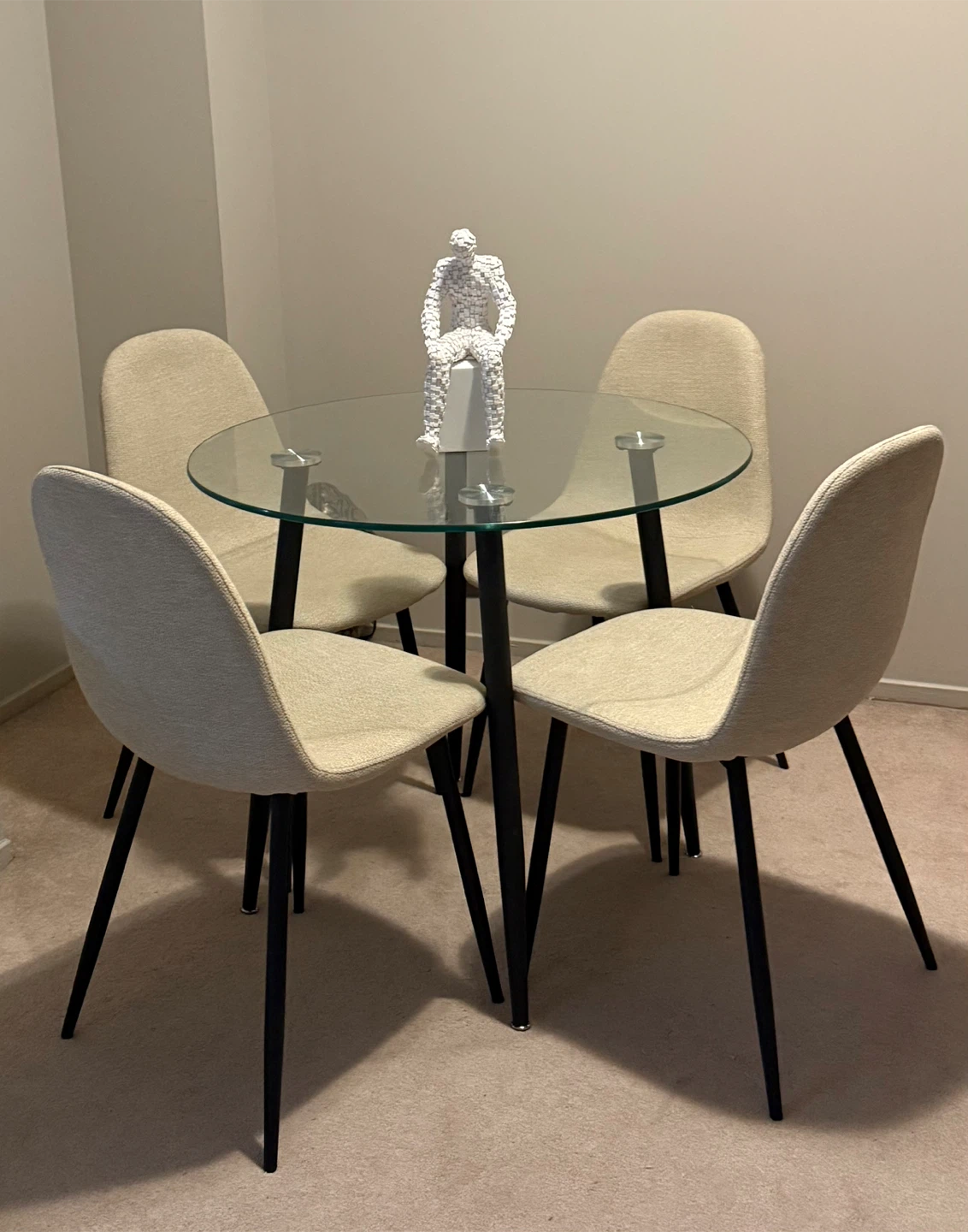 Glass Top Dining Table with 4 Chairs