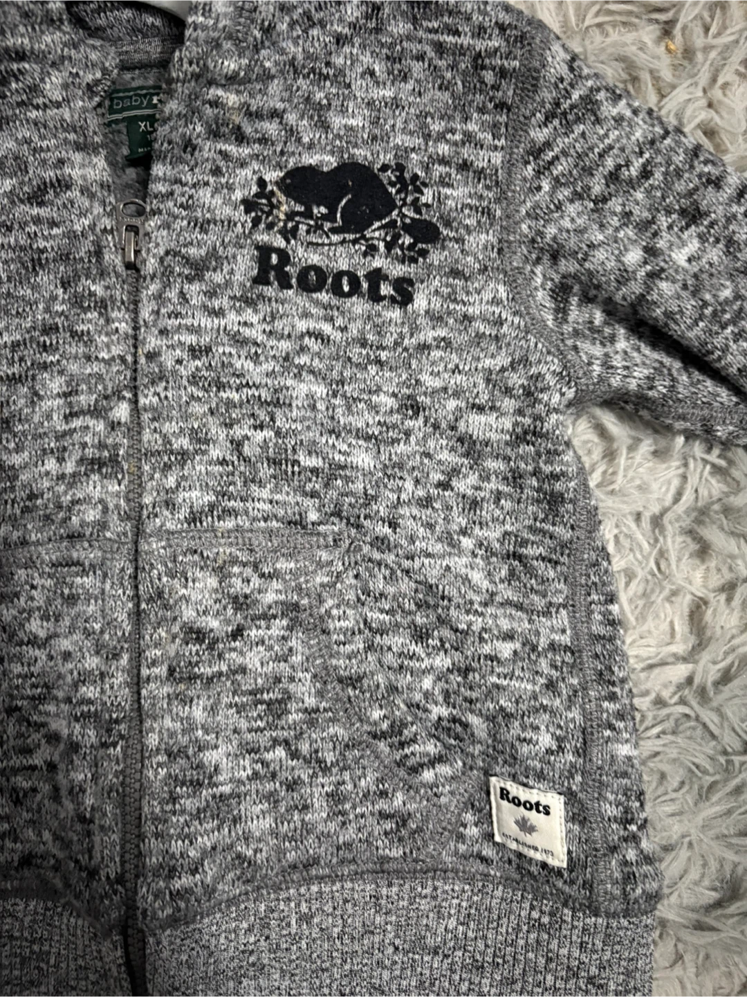 Baby Roots Grey Zip-Up Hoodie - Size XL (18-24M) - photo 4