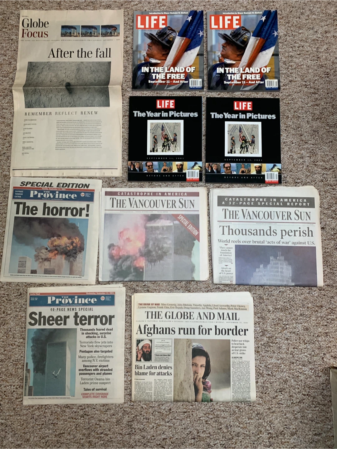 9/11 Newspaper & Magazine Collection
